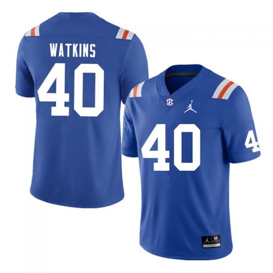 Men's Florida Gators #40 Jacob Watkins NCAA Nike Blue Throwback Authentic Stitched College Football Jersey YBO0662RU